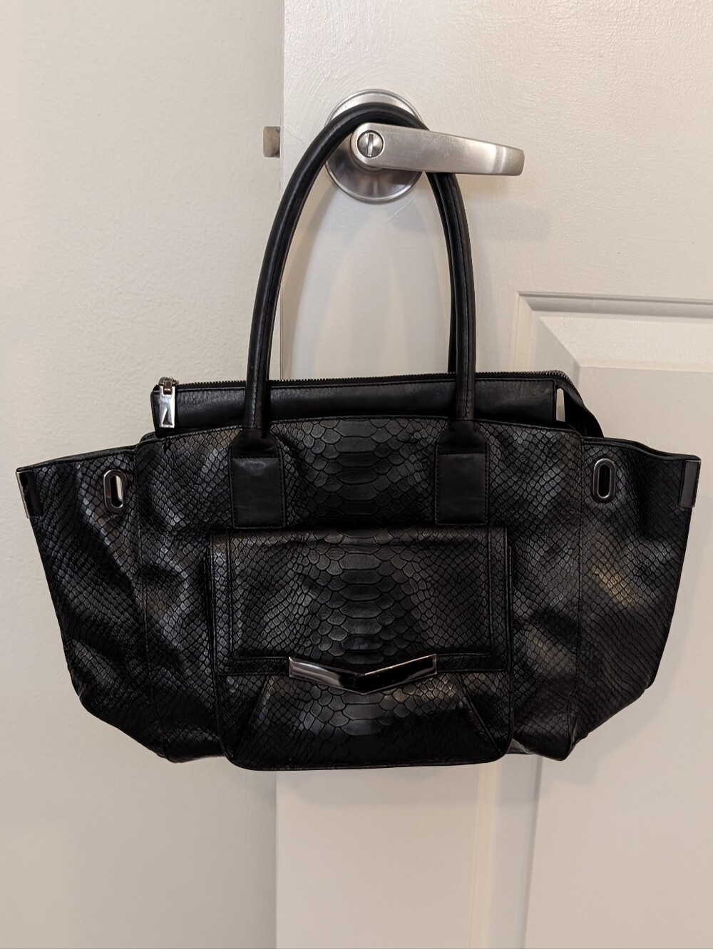 Time's Arrow Black Textured Jo Tote Handbag - No Longer Produced!
